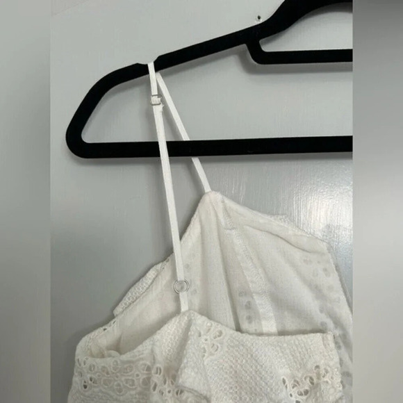 Eyelet Boho Adjustable White Lace Romantic Mini Sundress Coastal Cowgirl Size S - Picture 8 of 14